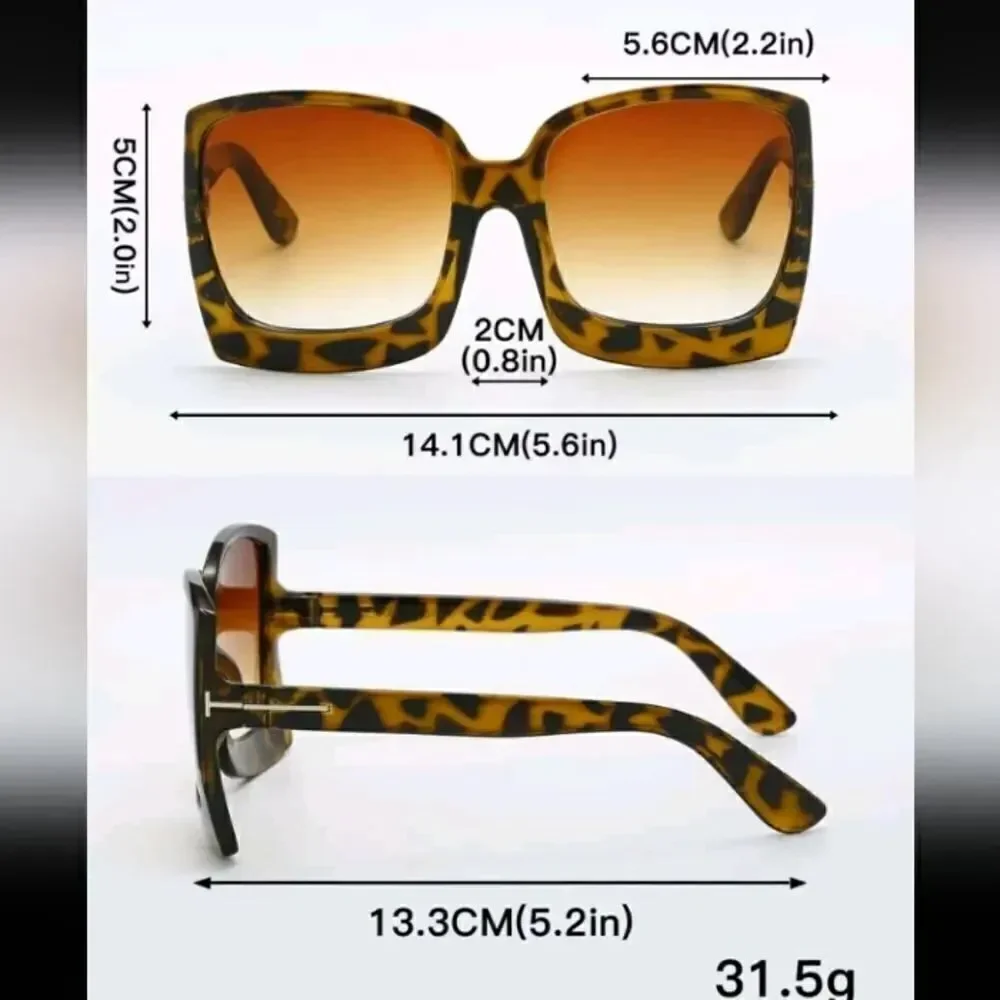 𝅺LEOPARD Animal Print Oversized Retro Sunglasses